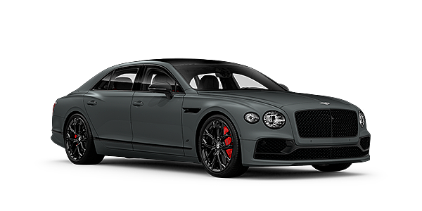 Bentley Dalian Bentley Flying Spur S front side angled view in Cambrian Grey coloured exterior. 